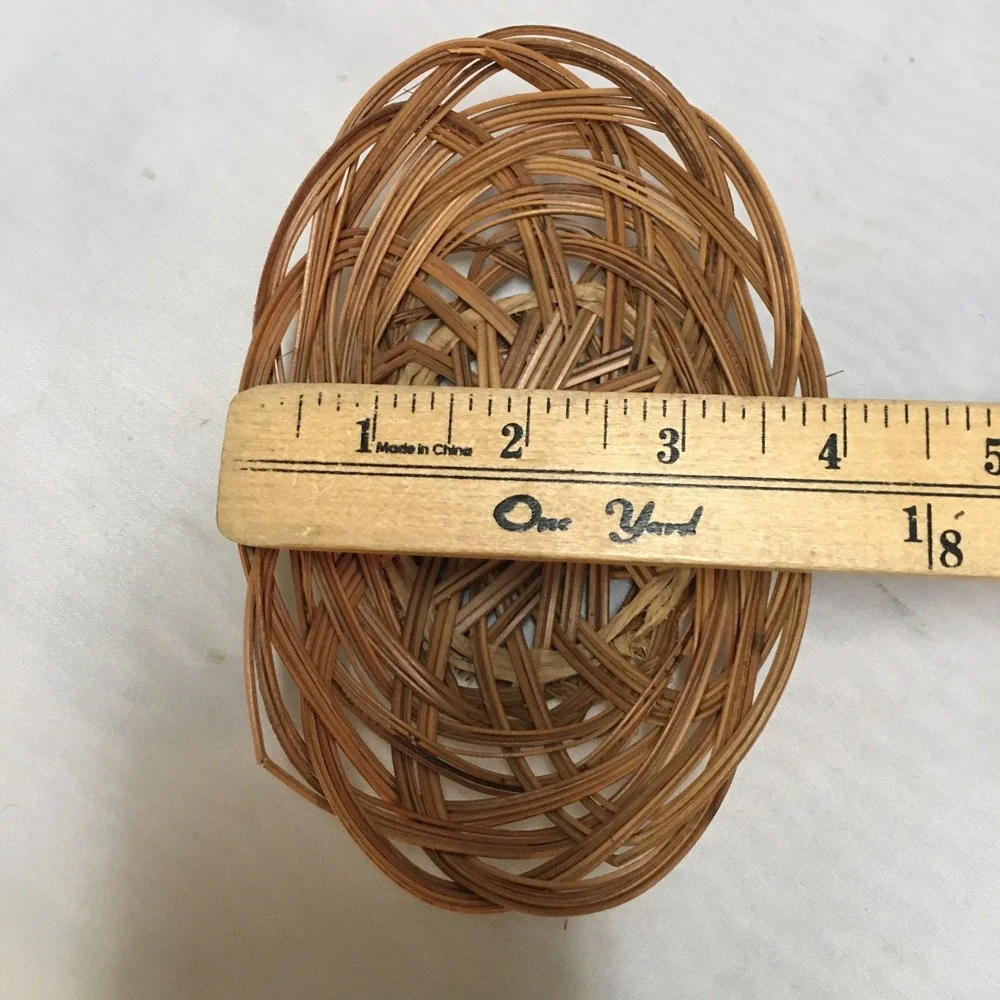 Woven Wicker Basket Home Decor Small Brown Oval Open Weave Cottagecore Bohemian